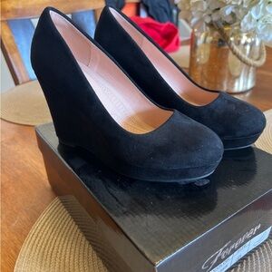 Forever Black Suede Wedge Pumps